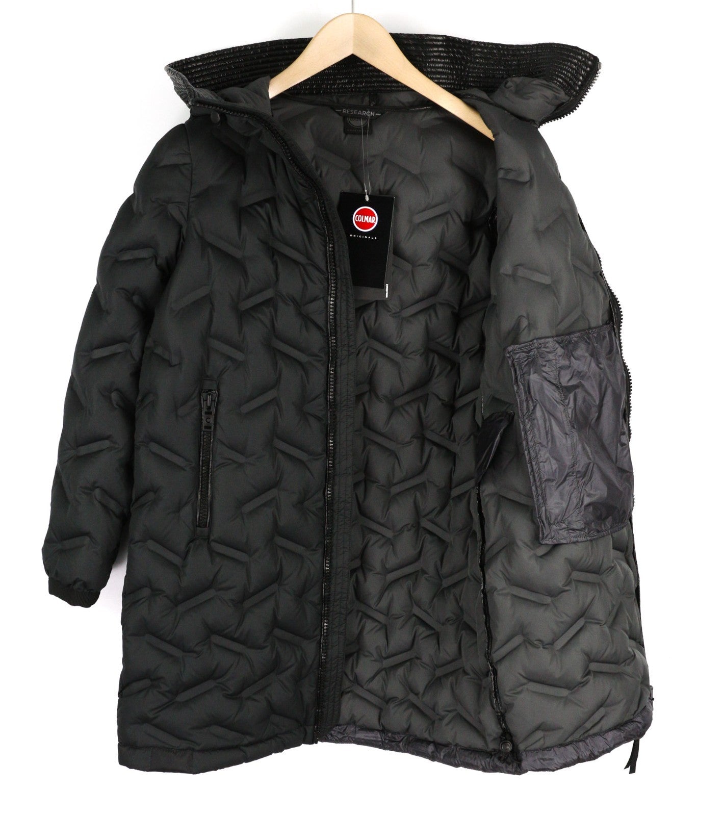 COLMAR 2208 Women Jacket XXS Down Quilted Hooded Mid-Length Insulated Zip