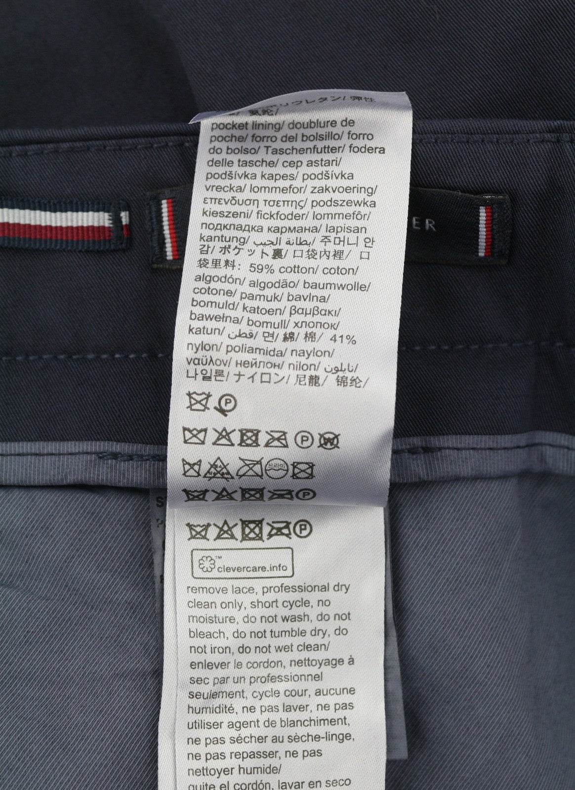 TOMMY HILFIGER Army Stretch Twill Men Trousers EU50 Dark Blue Pleated Zip Fly