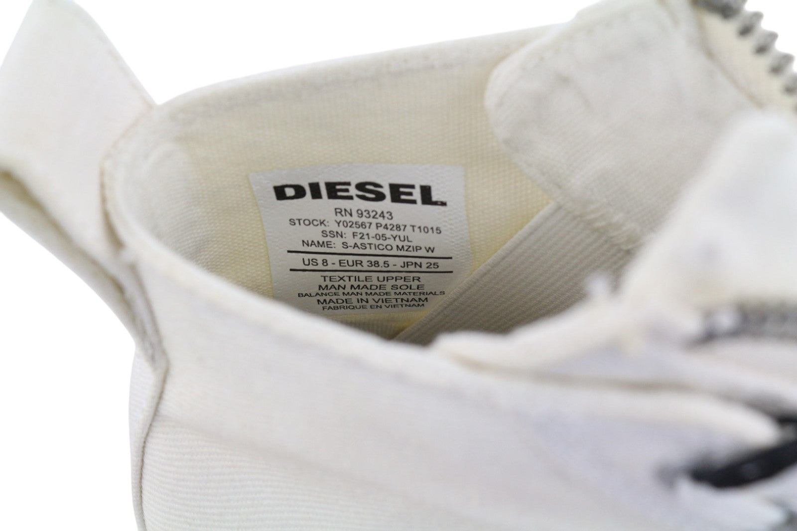 DIESEL S-Astico MZIP Women Sneakers UK6 EU38.5 White High Top Hybrid RRP180