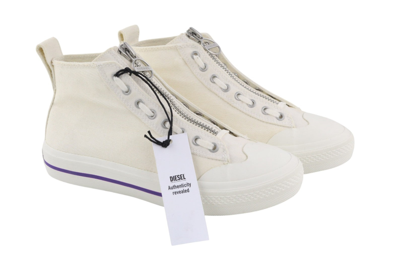 DIESEL S-Astico MZIP Women Sneakers UK6 EU38.5 White High Top Hybrid RRP180