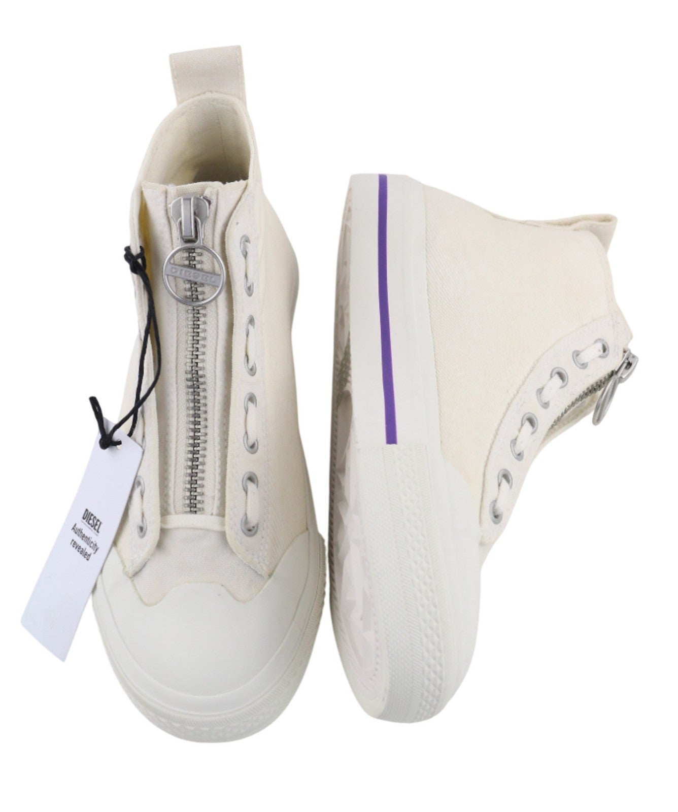DIESEL S-Astico MZIP Women Sneakers UK6 EU38.5 White High Top Hybrid RRP180