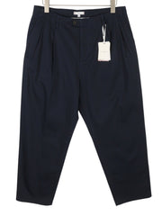 TOMMY HILFIGER Relaxed Straight Women Trousers EU42 Dark Blue Pleated Zip Fly