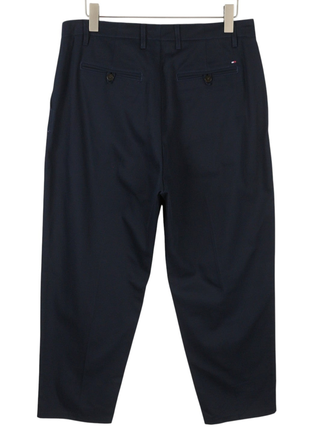 TOMMY HILFIGER Relaxed Straight Women Trousers EU42 Dark Blue Pleated Zip Fly