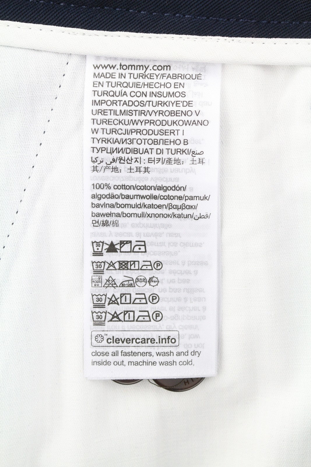 TOMMY HILFIGER Relaxed Straight Women Trousers EU42 Dark Blue Pleated Zip Fly