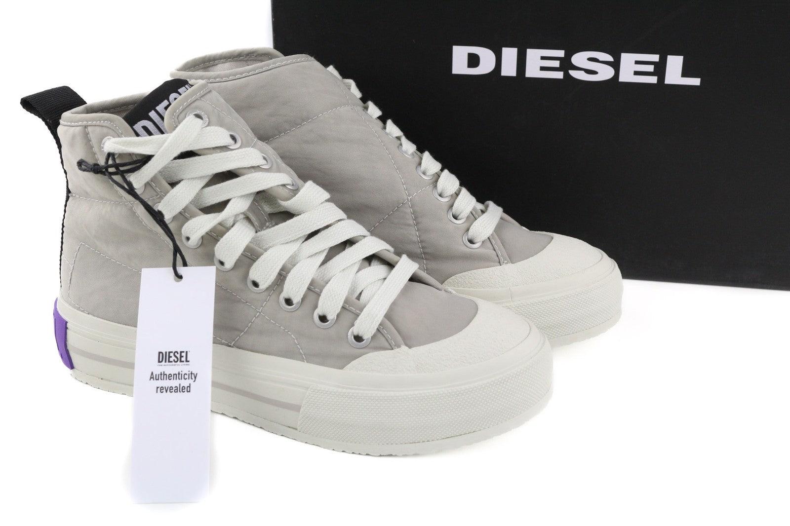 DIESEL S-Muji Women Sneakers UK3.5 EU35.5 Grey High Top Quilted Trainers RRRP180