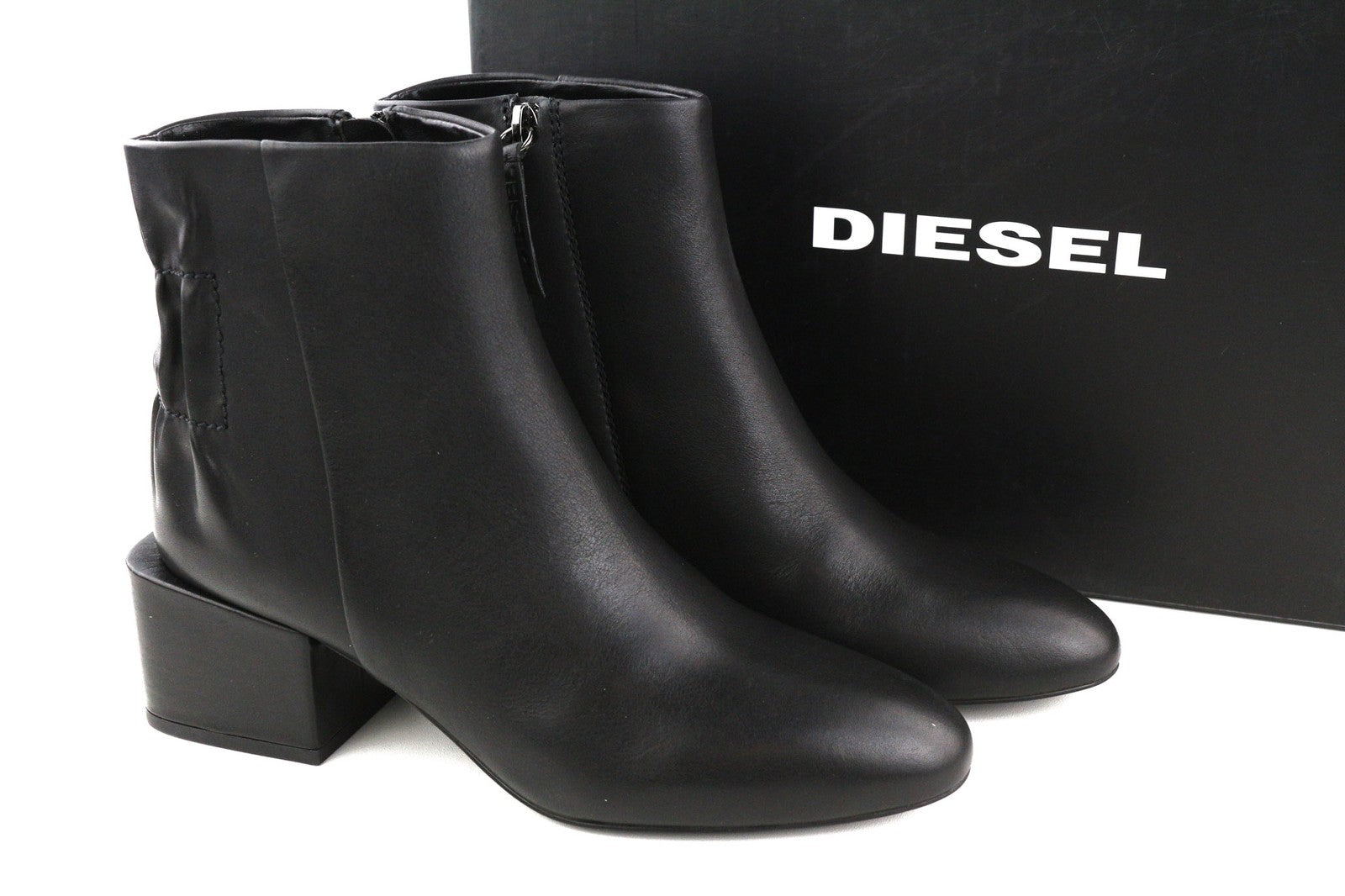 DIESEL Jaynet Mab Women Boots UK5.5 EU38 Black Leather Heeled Ankle Boot RRP290
