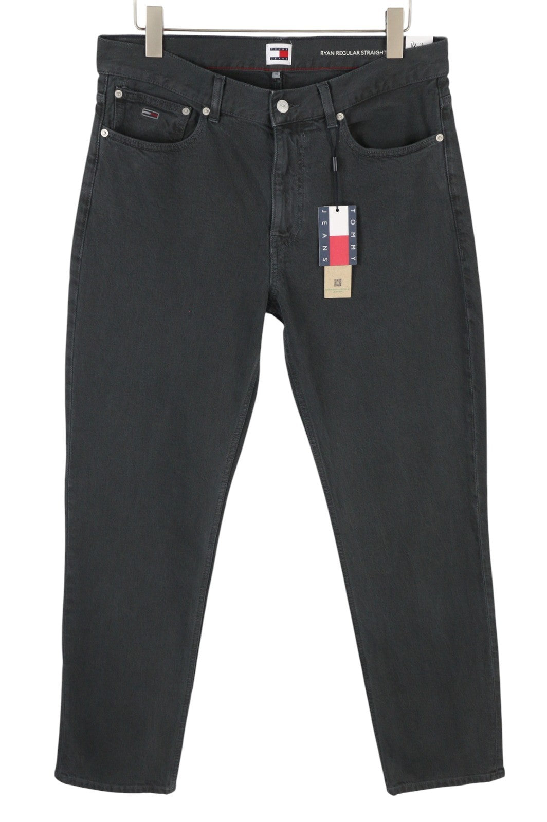 TOMMY HILFIGER Ryan Men Jeans W32/L32 Black Regular Straight Fit Zip Fly Denim