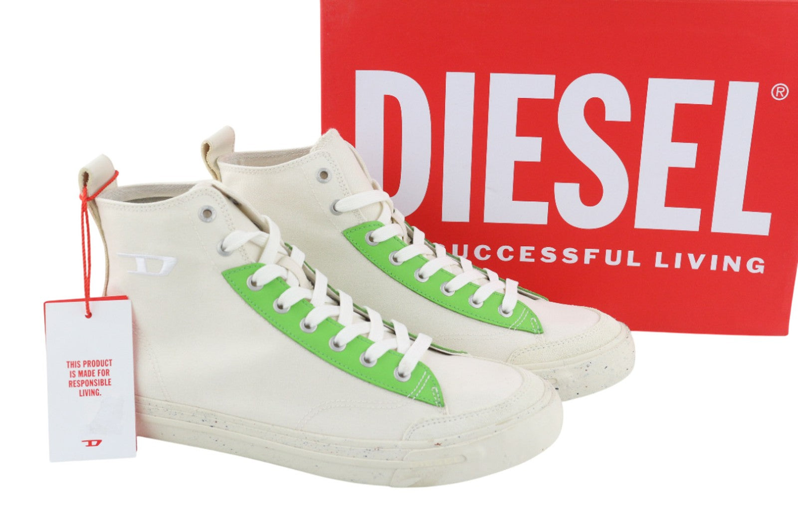 DIESEL A-Athos Mid Men Sneakers UK9 EU43 White High Top Lace Up Trainers RRP175