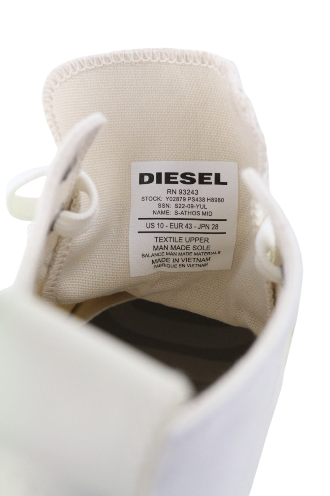DIESEL A-Athos Mid Men Sneakers UK9 EU43 White High Top Lace Up Trainers RRP175