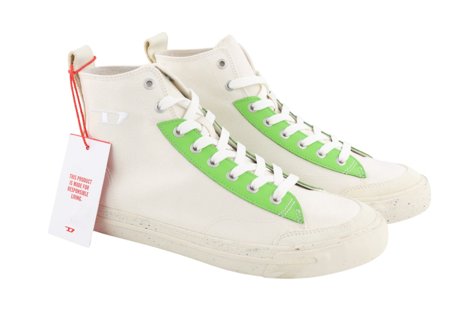 DIESEL A-Athos Mid Men Sneakers UK9 EU43 White High Top Lace Up Trainers RRP175