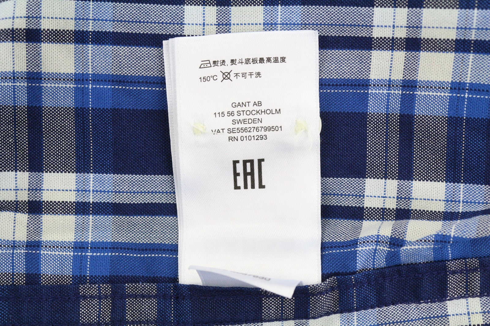 GANT Tech Prep Oxford Check Men Shirt M Blue Regular Button-Down Neck Casual