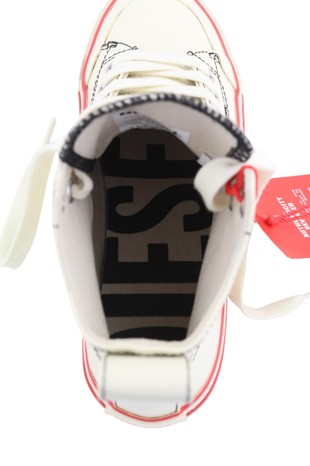 DIESEL A-Athos Mid moteriški sportbačiai, UK4 EU36, balti, migdolų spalvos, aukšti, RRP 175 