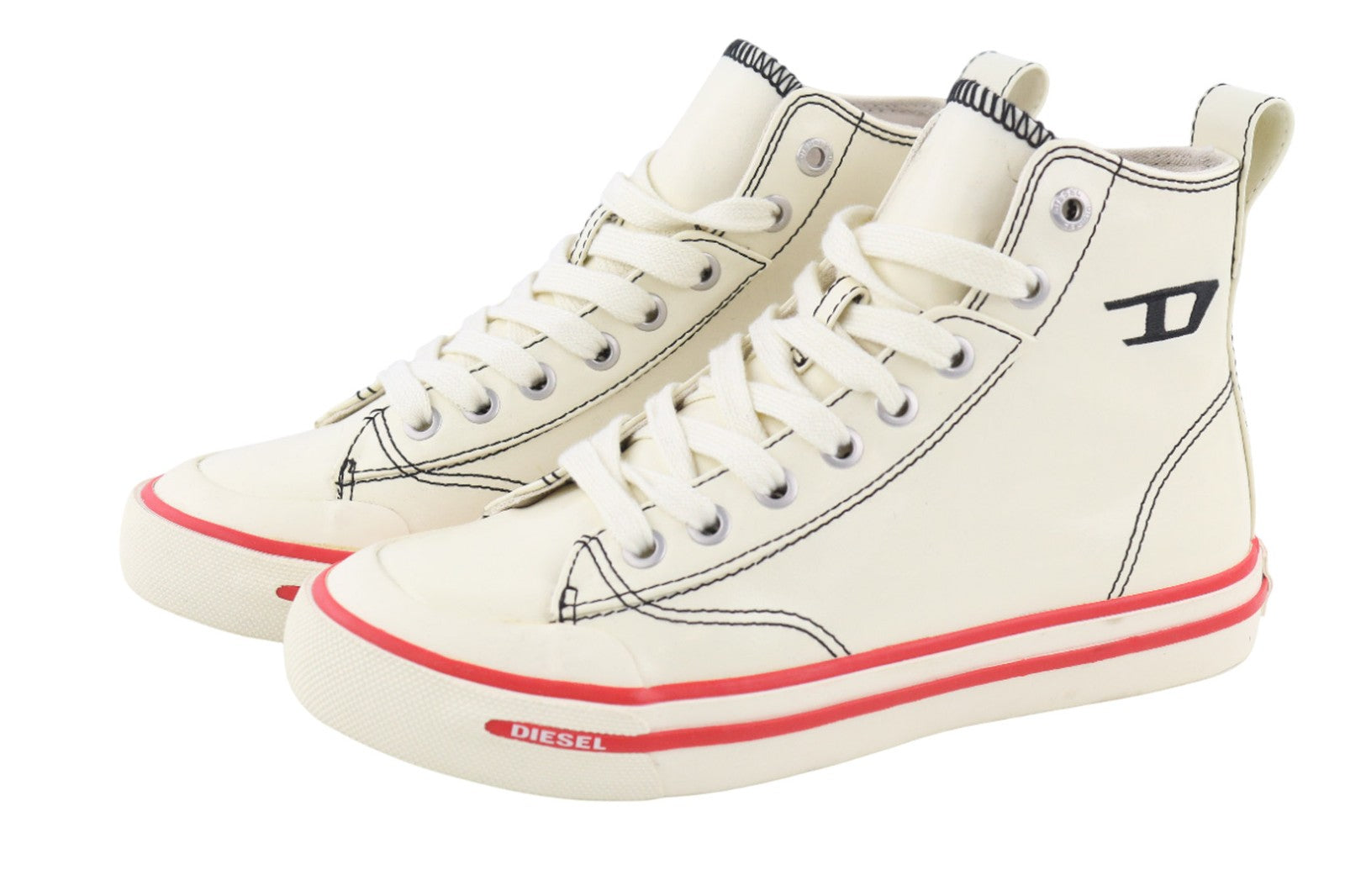 DIESEL A-Athos Mid Women Sneakers UK4 EU36 White Almond High Trainers RRP175