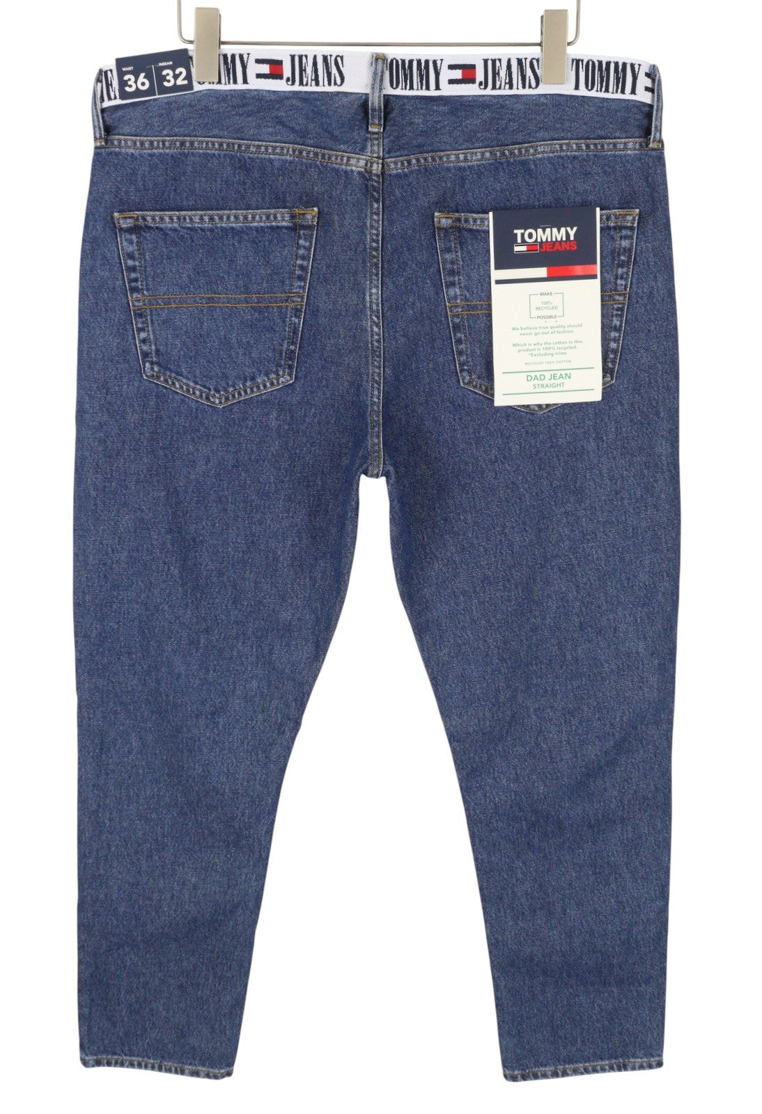 TOMMY HILFIGER Dad Men Jeans W36/L32 Blue Regular Tapered Straight Zip Fly Denim