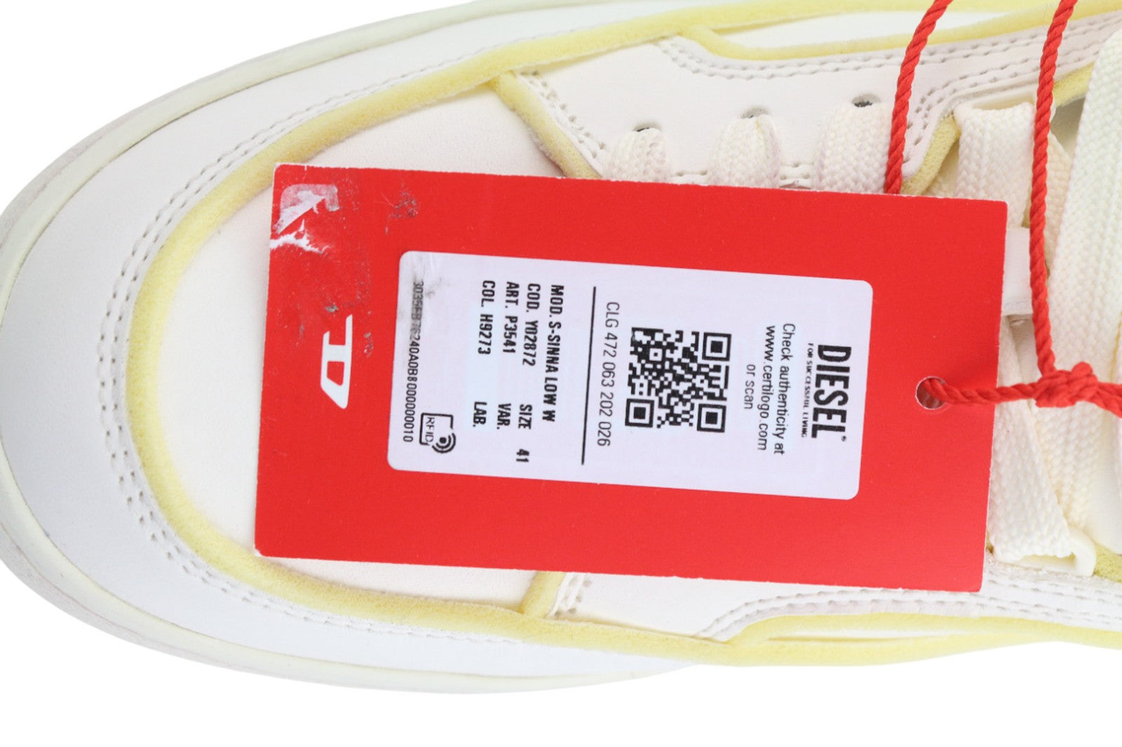 DIESEL S-Sinna Low Women Sneakers UK8 EU41 White Leather Low Top Lace RRP195