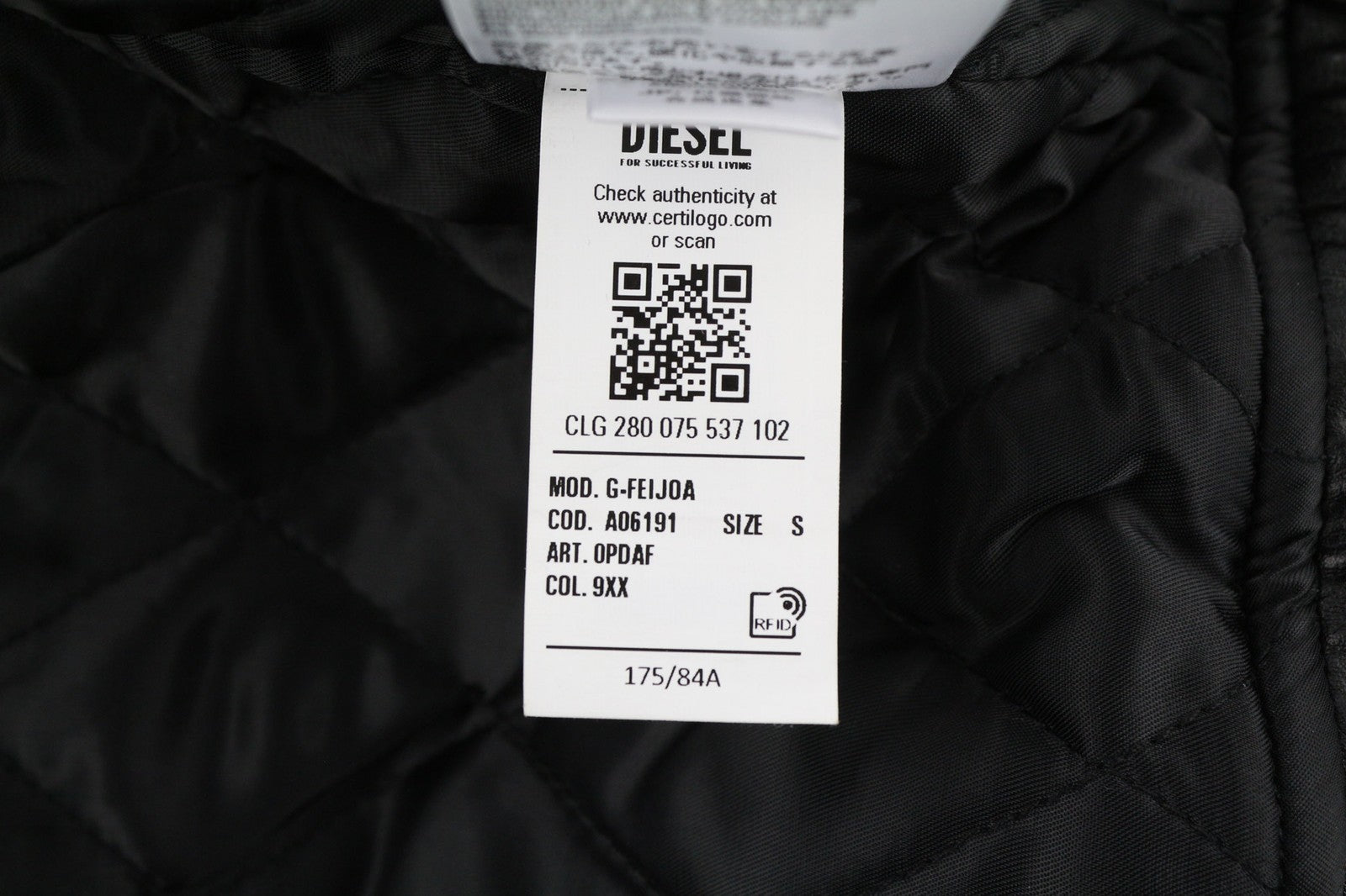 DIESEL G-Feijoa Women Jacket S Black Coated Insulated Lined Polo Neck RRP395