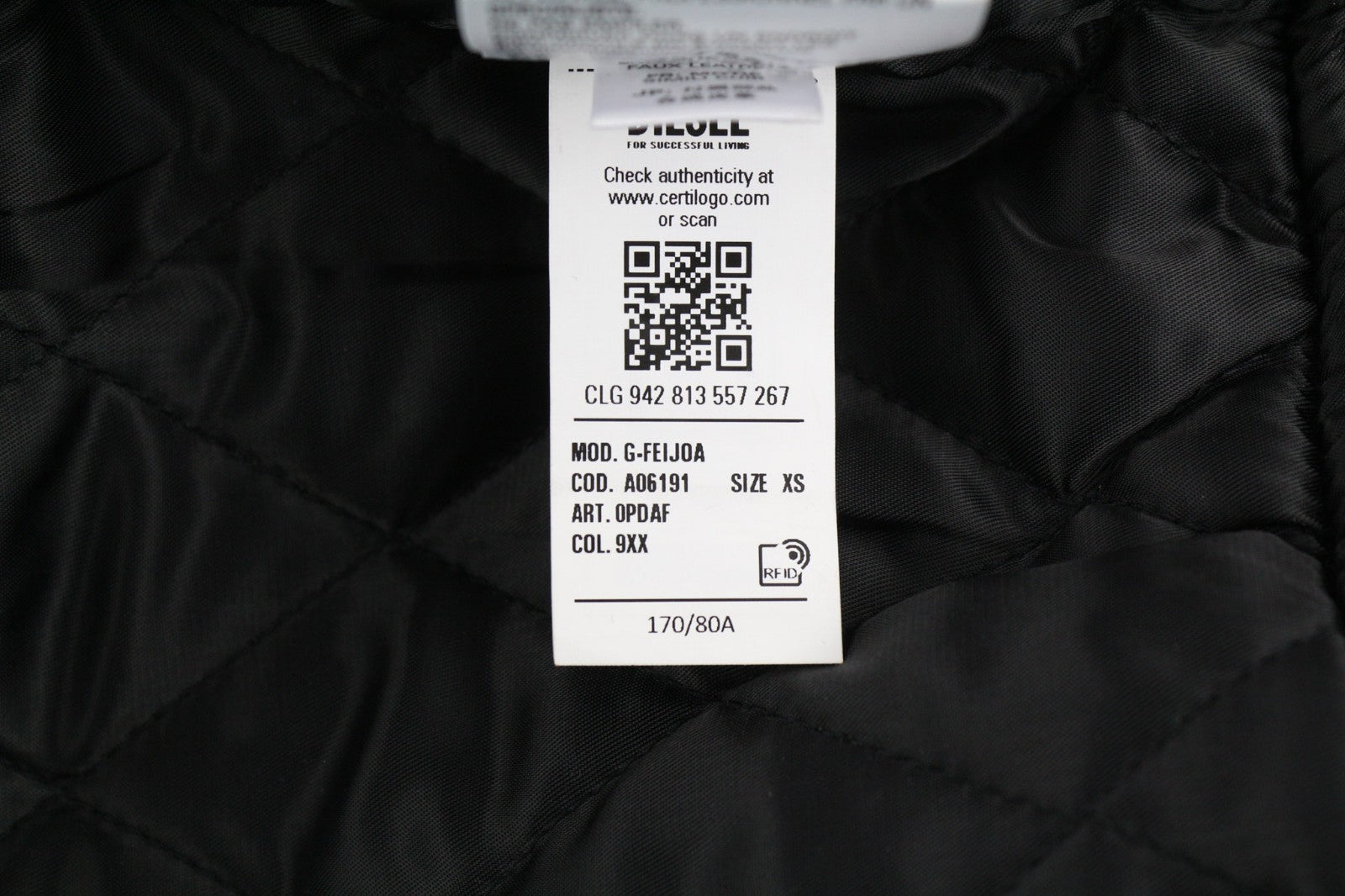 DIESEL G-Feijoa Women Jacket XS Black Coated Insulated Lined Polo Neck Jacket