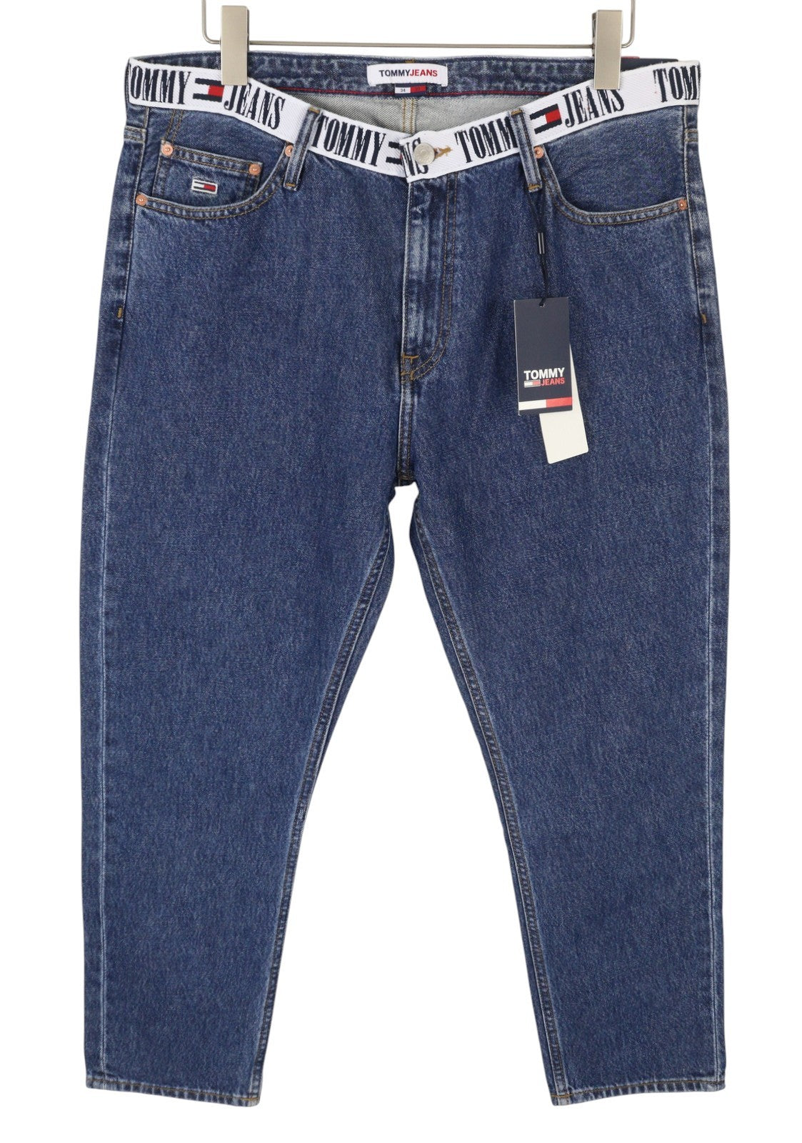 TOMMY HILFIGER Dad Men Jeans W34/L30 Blue Regular Tapered Straight Zip Fly Denim