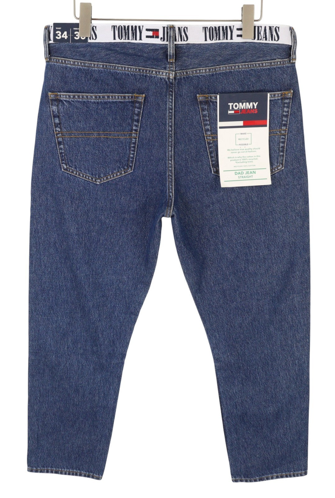 TOMMY HILFIGER Dad Men Jeans W34/L30 Blue Regular Tapered Straight Zip Fly Denim