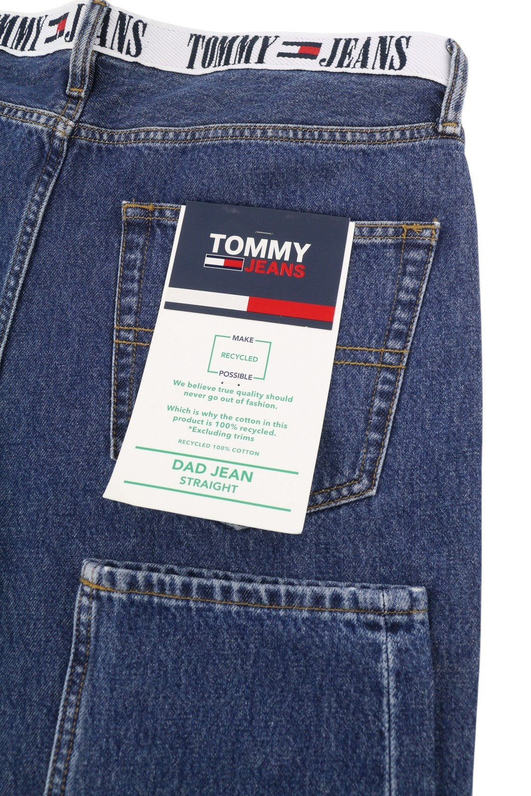 TOMMY HILFIGER Dad Men Jeans W34/L30 Blue Regular Tapered Straight Zip Fly Denim