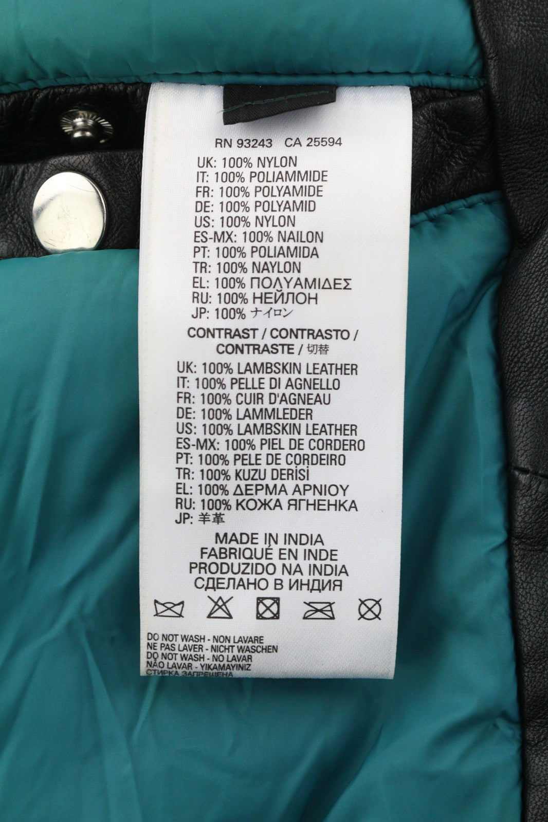 DIESEL L-Winter Men Jacket M Black Lambskin Leather Padded Band Neck Lined