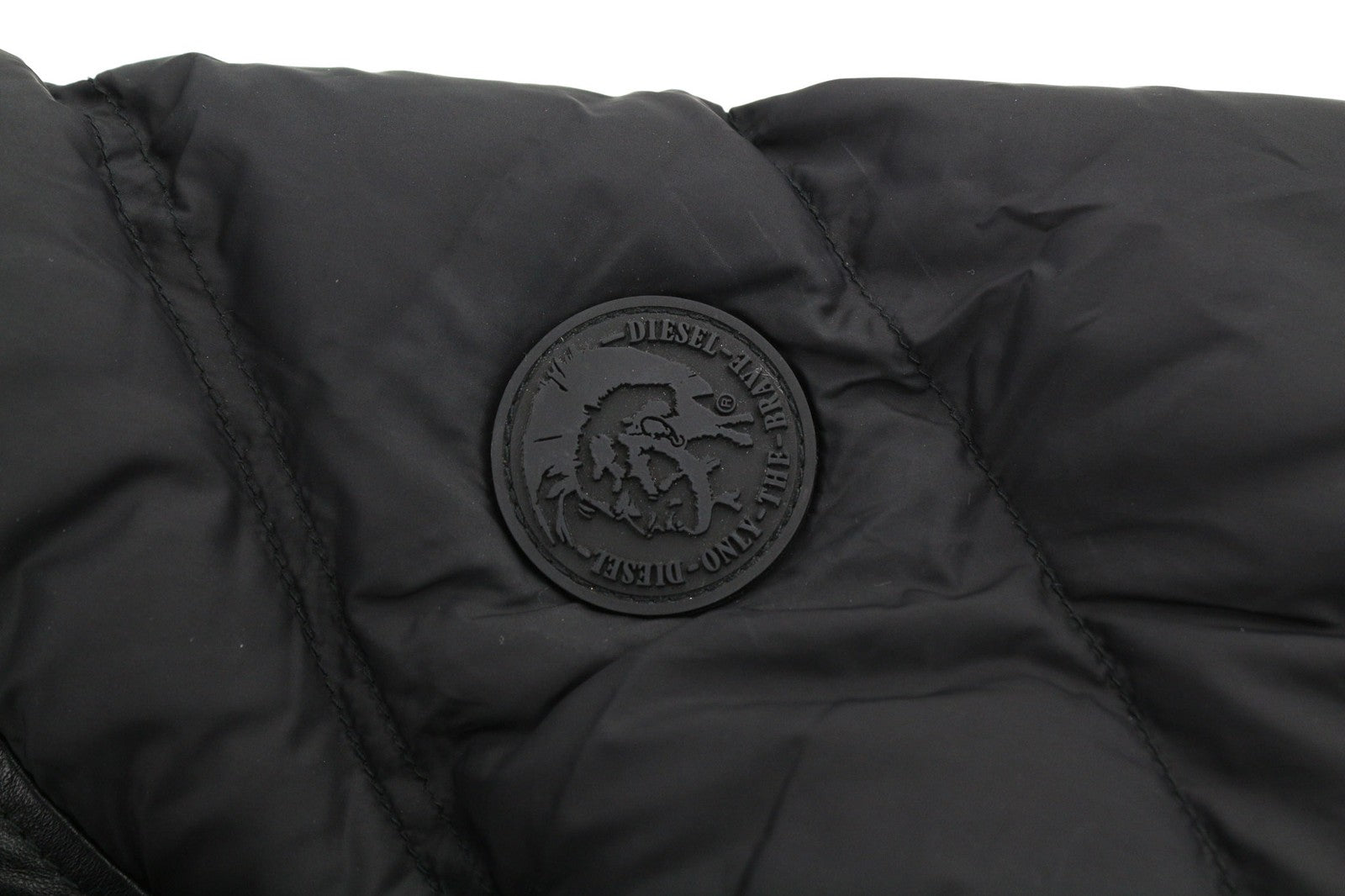 DIESEL L-Winter Men Jacket M Black Lambskin Leather Padded Band Neck Lined