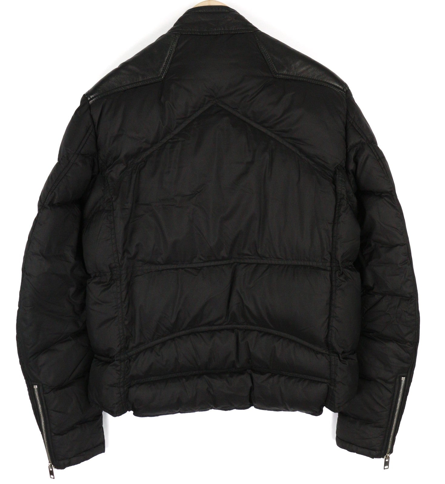 DIESEL L-Winter Men Jacket M Black Lambskin Leather Padded Band Neck Lined