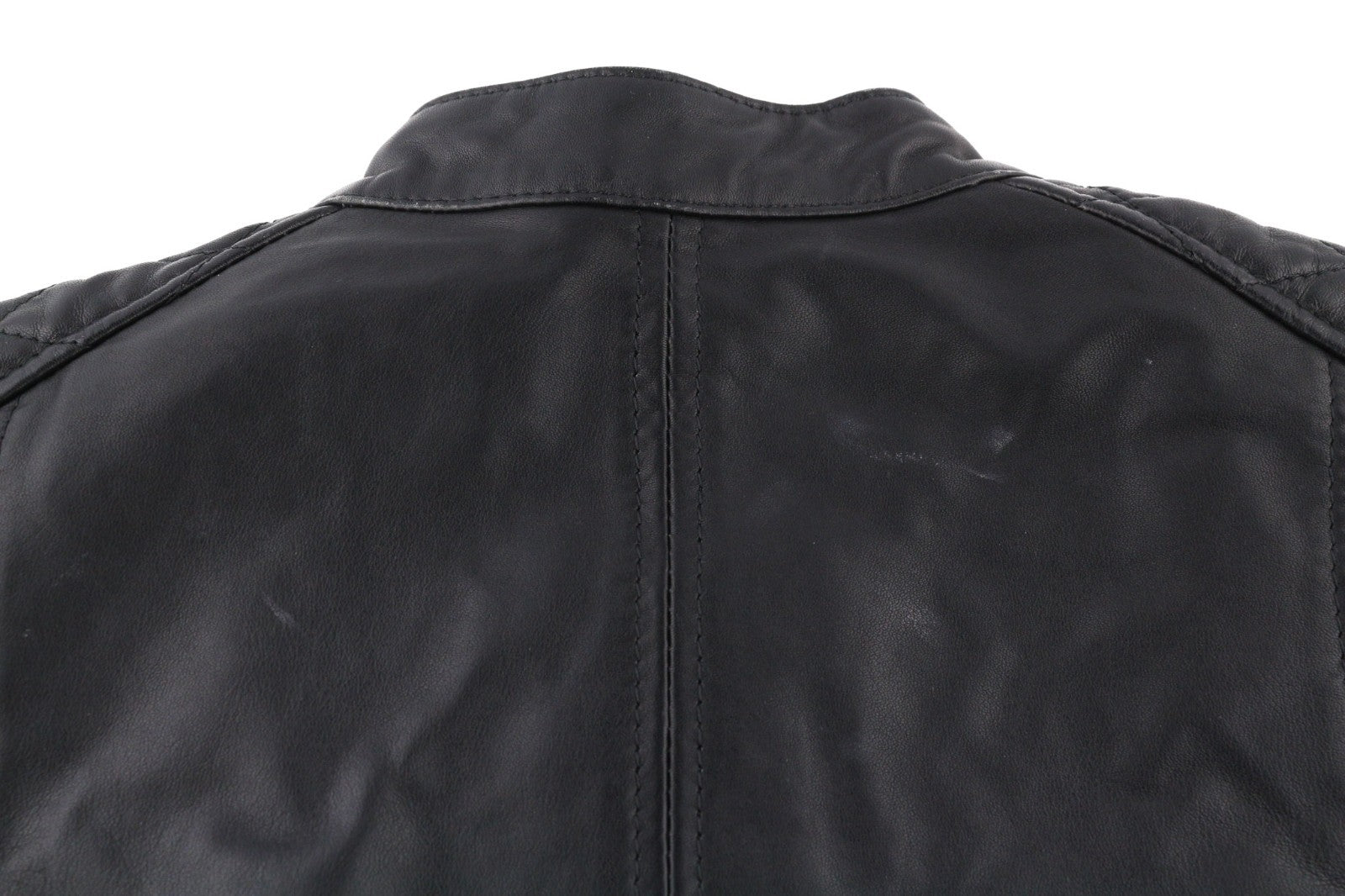 DIESEL L-Marton vyriška striukė S juoda odinė lengva striukė su užtrauktuku ant juosmens apykaklės 