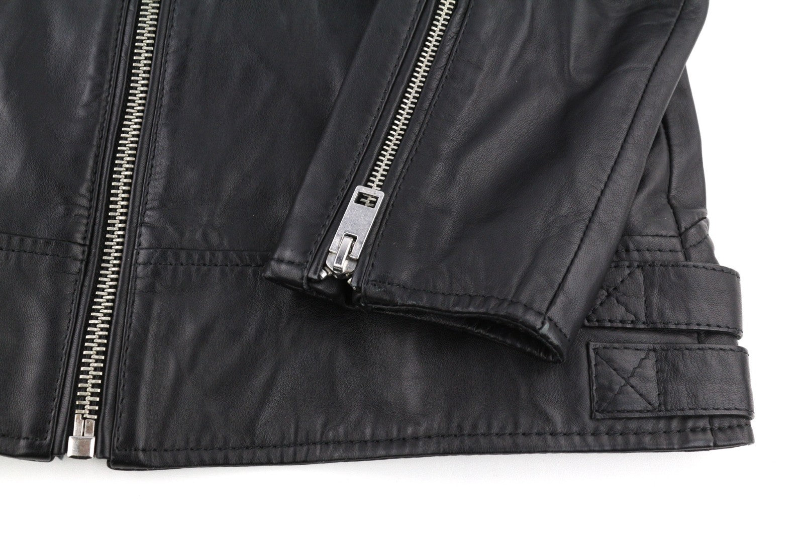 DIESEL L-Marton vyriška striukė S juoda odinė lengva striukė su užtrauktuku ant juosmens apykaklės 