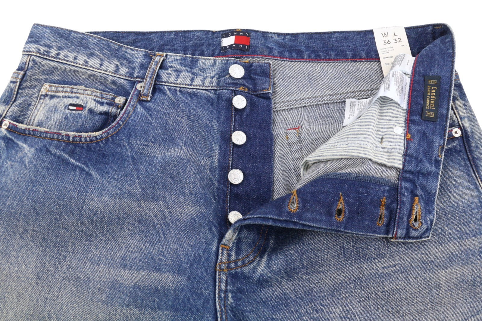 TOMMY HILFIGER Otis Men Jeans W36/L32 Blue Faded Distress Regular Straight Fit