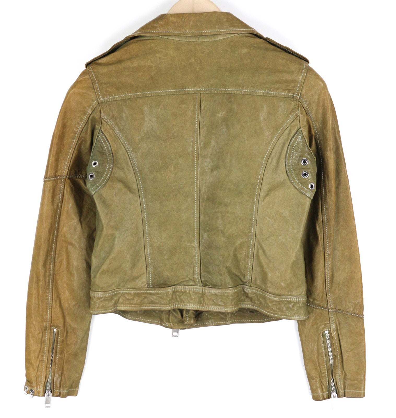 DIESEL R-Sery Women Jacket XS Lambskin Leather Asymmetric Zip Notch Collar