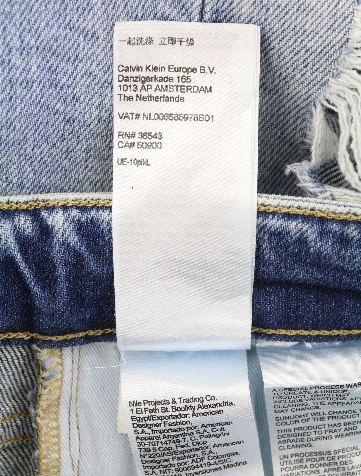 CALVIN KLEIN Slim Men Jeans W32/L30 Blue Faded Whiskers Distress Ripped Denim