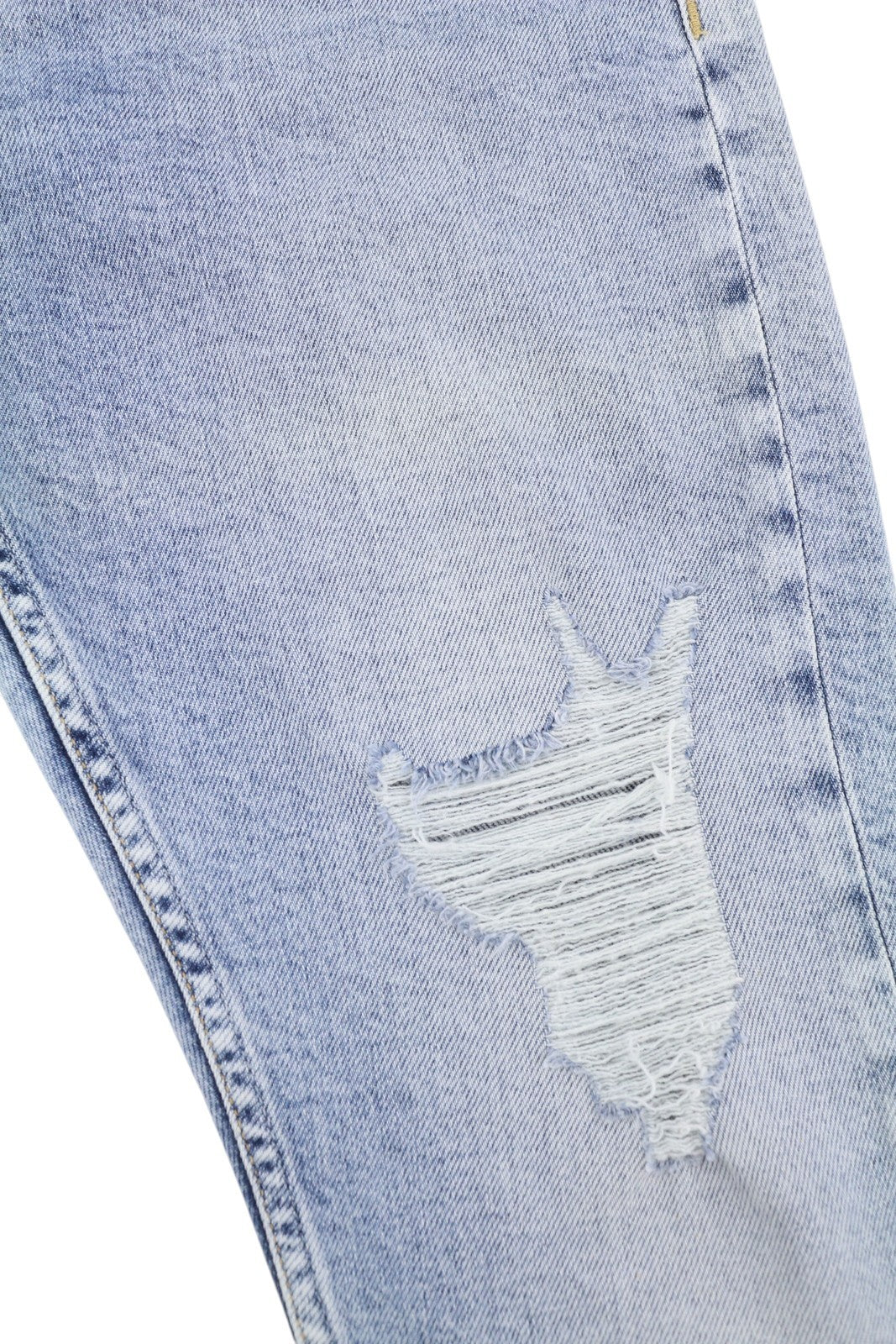 CALVIN KLEIN Slim Men Jeans W32/L30 Blue Faded Whiskers Distress Ripped Denim