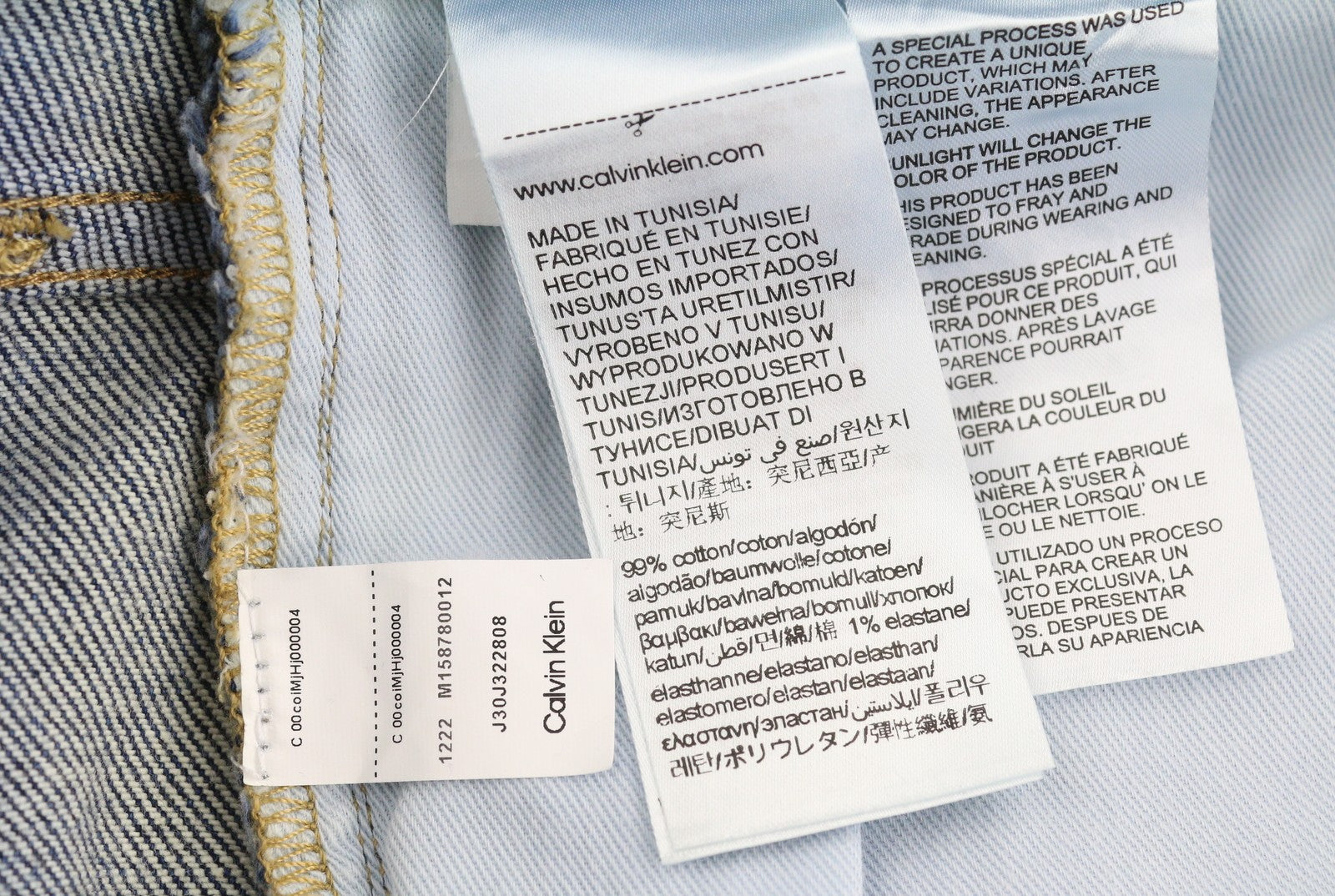 CALVIN KLEIN Slim Men Jeans W32/L30 Blue Faded Whiskers Distress Ripped Denim