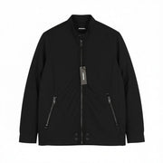 DIESEL J-Rum Men Jacket M Black Lightweight Band Neck Zip Jacket with Pockets