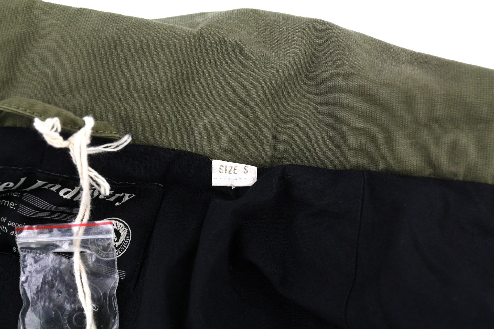 DIESEL Jamede Men Jacket S Khaki High Neck Zip Lined Drawstring Waist Logo