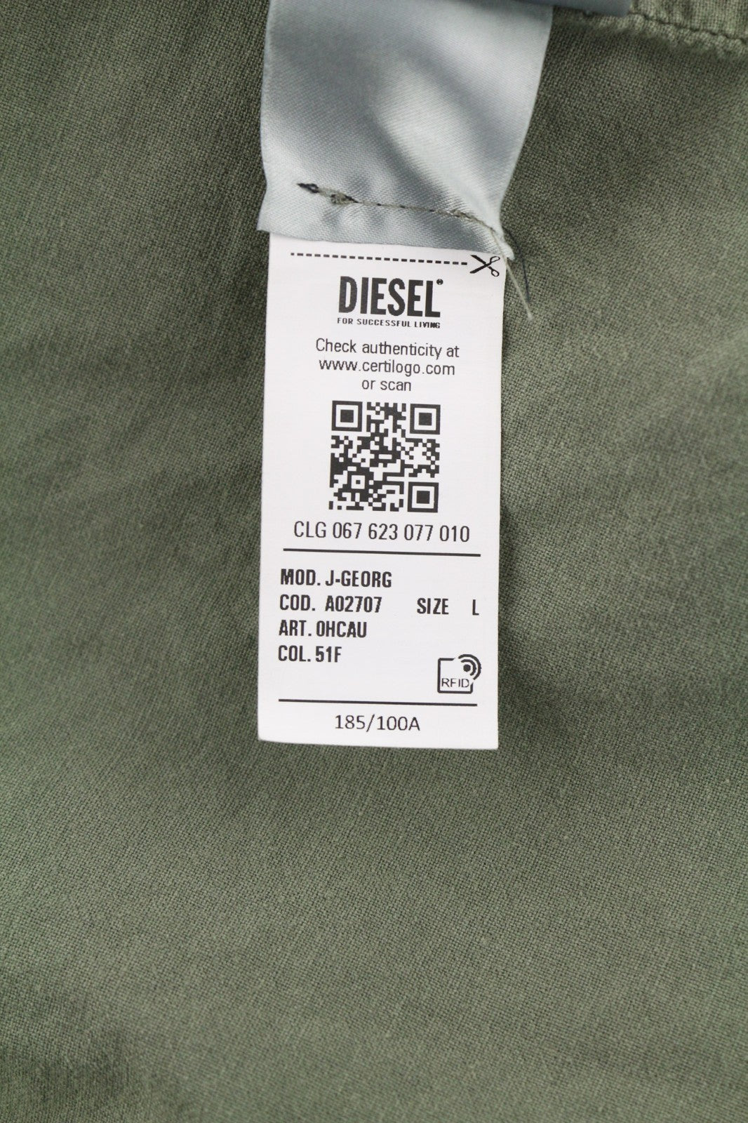 DIESEL J-Georg Men Jacket L Military Denim Jacket Distressed Lightweight RRP395