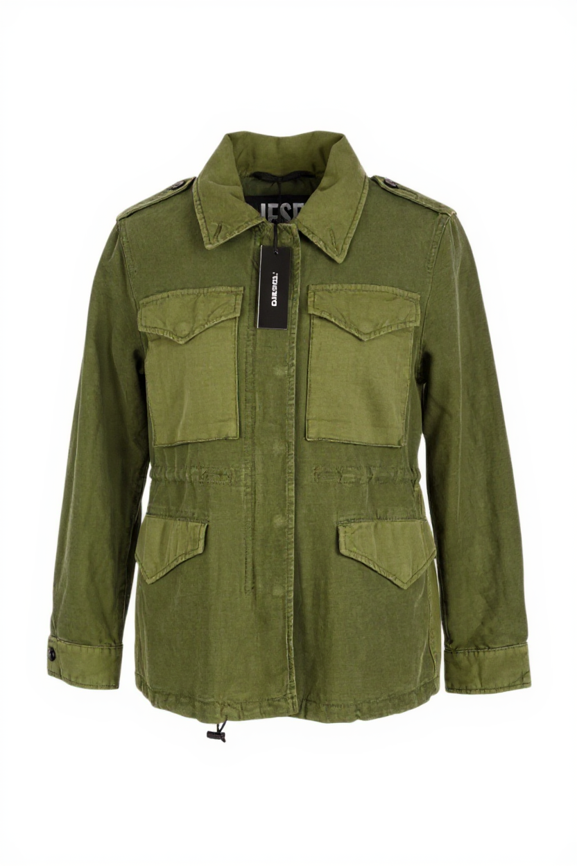 DIESEL G-Claudia Women Jacket S Linen Blend Drawstring Hidden Closure RRRP395