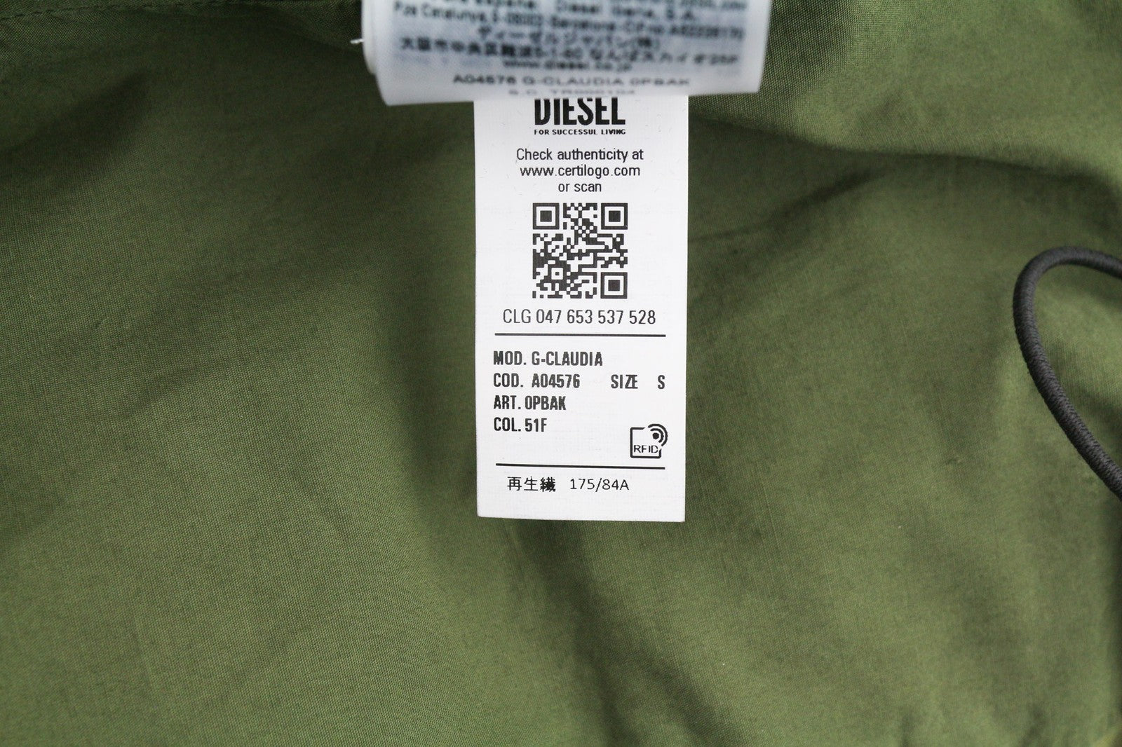 DIESEL G-Claudia Women Jacket S Linen Blend Drawstring Hidden Closure RRRP395