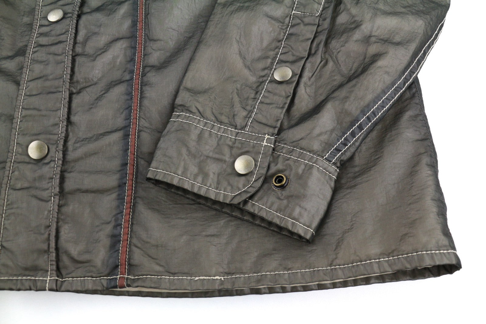 DIESEL S-U24 Men Jacket L Shiny Snap Button Lined Lightweight Polo Neck RRP275