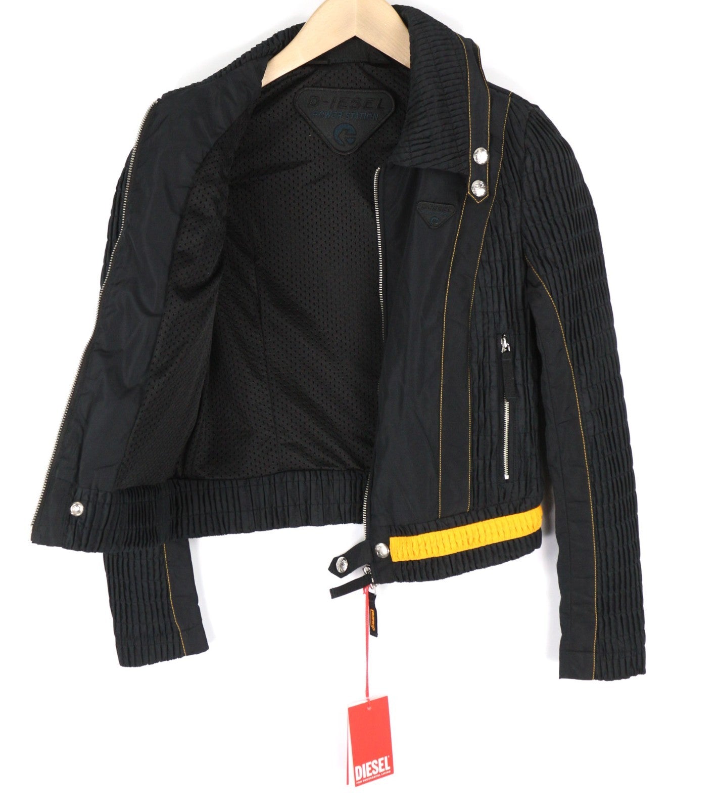 DIESEL G-Ritas Women Jacket S Black Textured Lined Single Breasted Polo RRP250