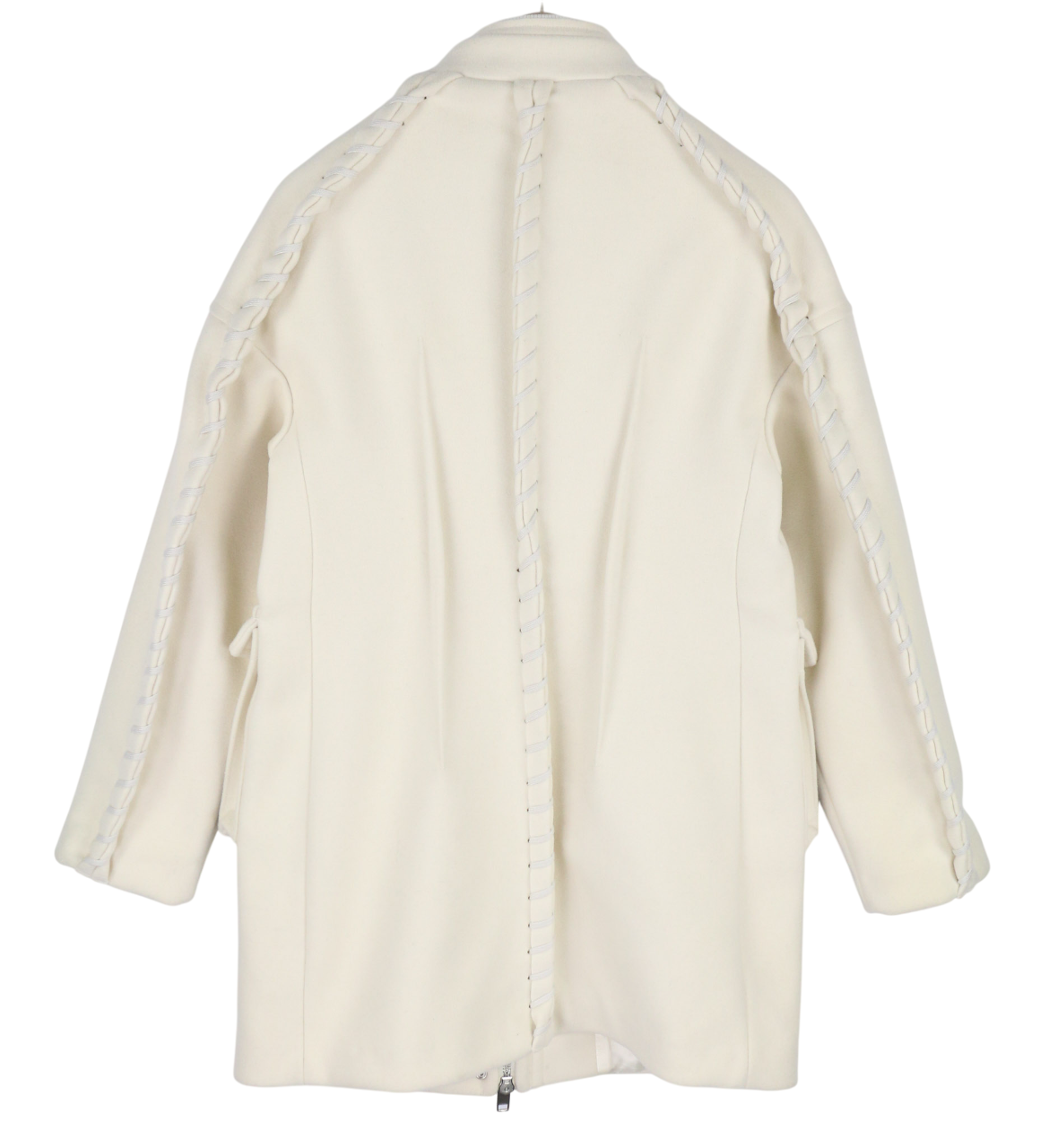 DIESEL W-Lethea Women Coat S Light Wool Blend Zip Mid-Length Coat Patch RRP590