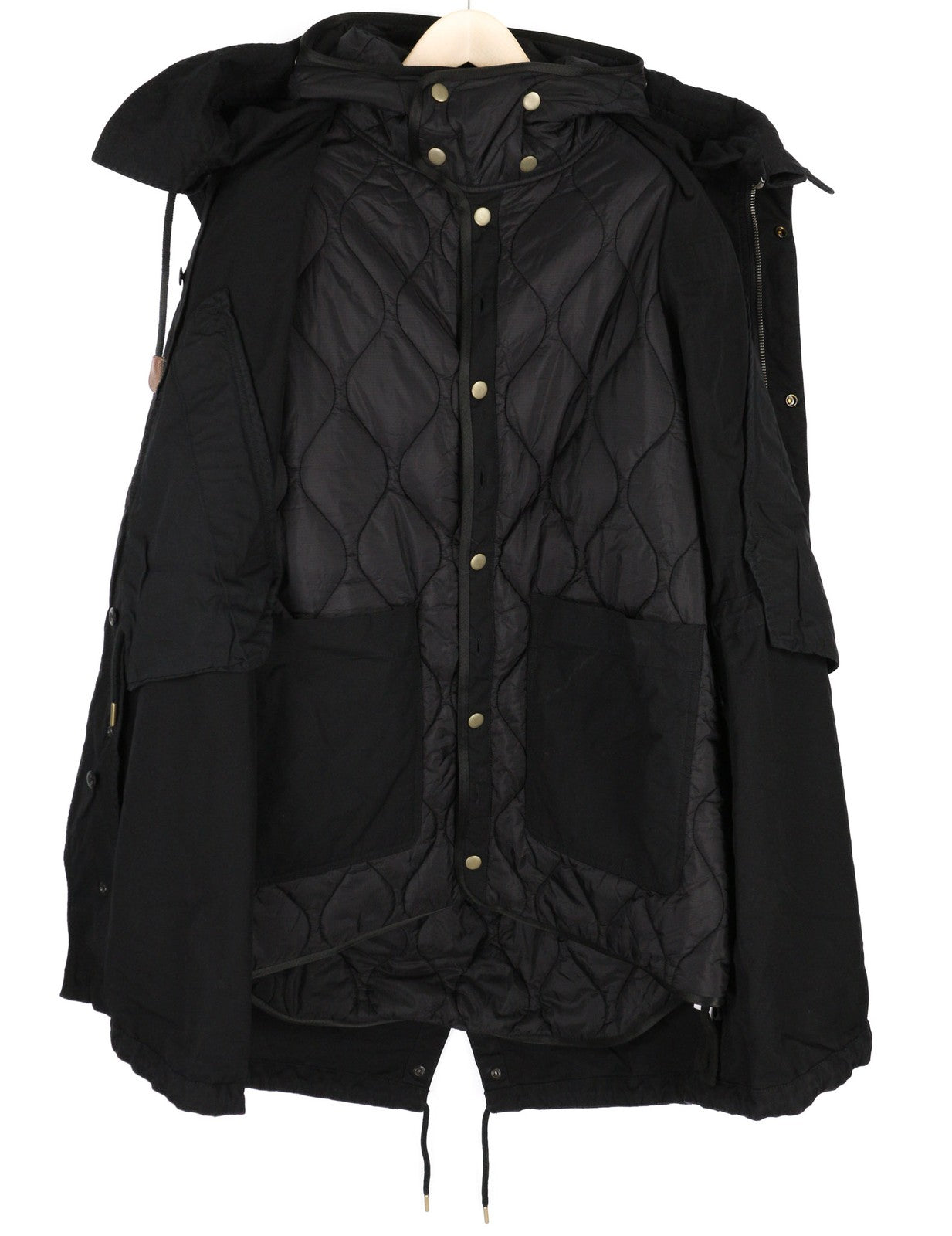 DIESEL W-Miles Men Jacket L Black 2in1 Parka Insulated Drawstring Waist RRP475