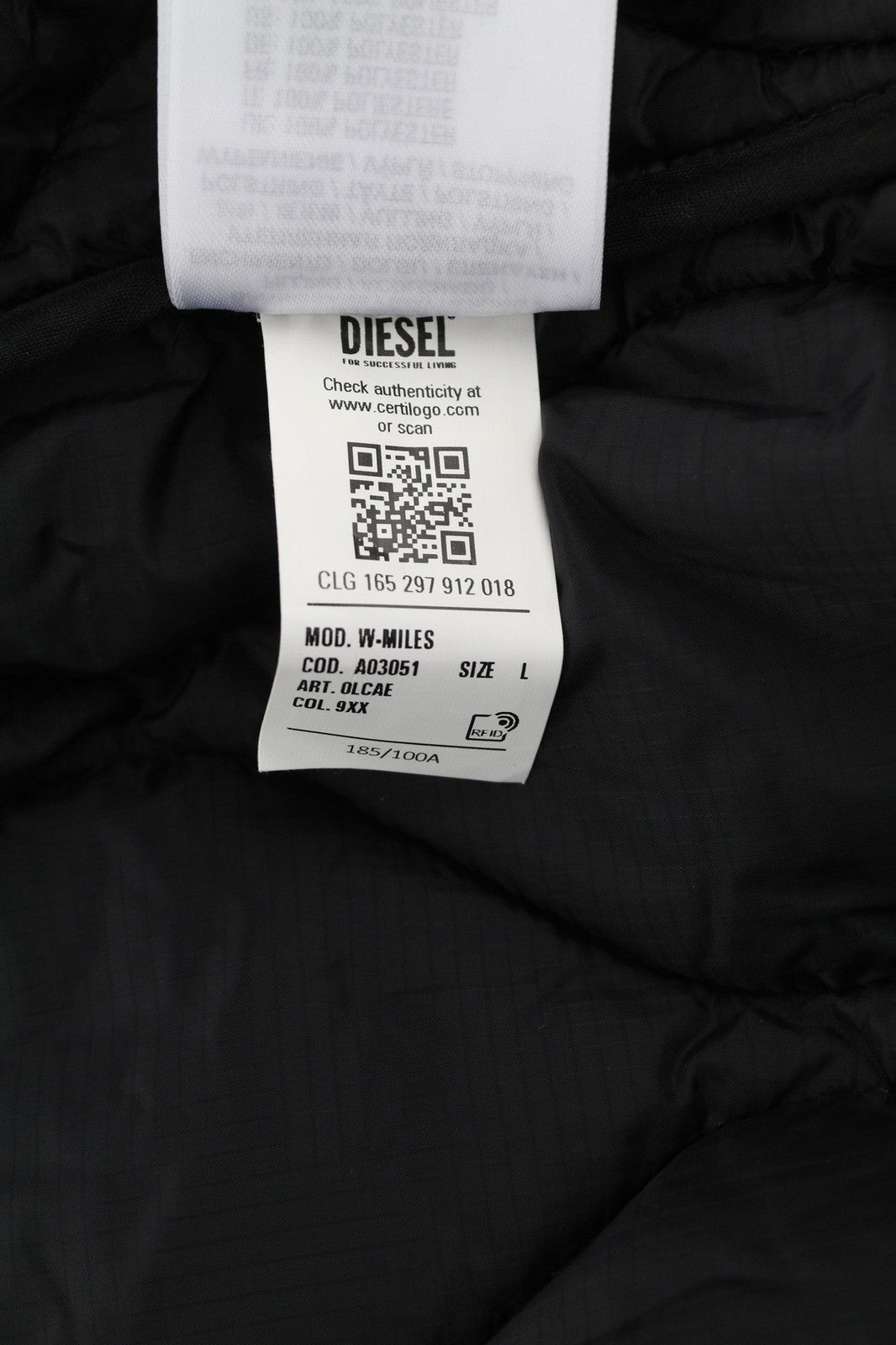 DIESEL W-Miles Men Jacket L Black 2in1 Parka Insulated Drawstring Waist RRP475