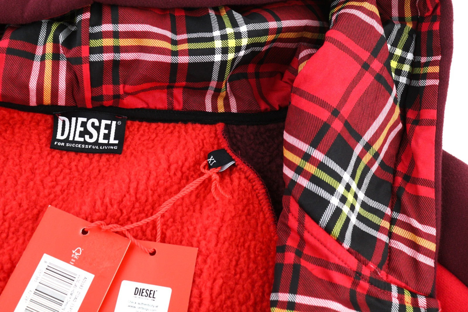 DIESEL Uudg-Jas-Homey Women Robe XL Fleece Hooded Unisex Belted with Pockets