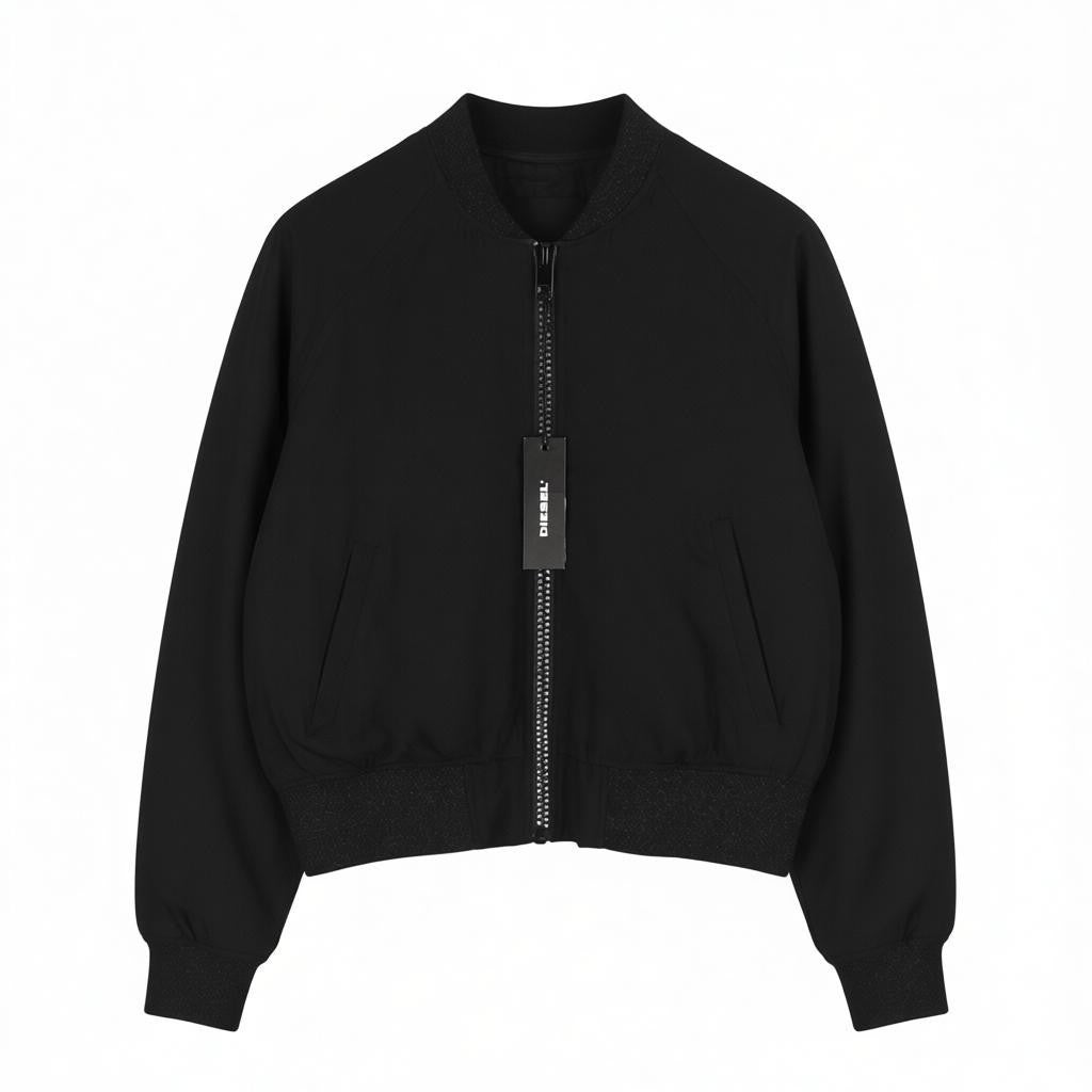 DIESEL G-Absol-L Women Jacket L Black Lightweight Bomber Zip Lined RRP250