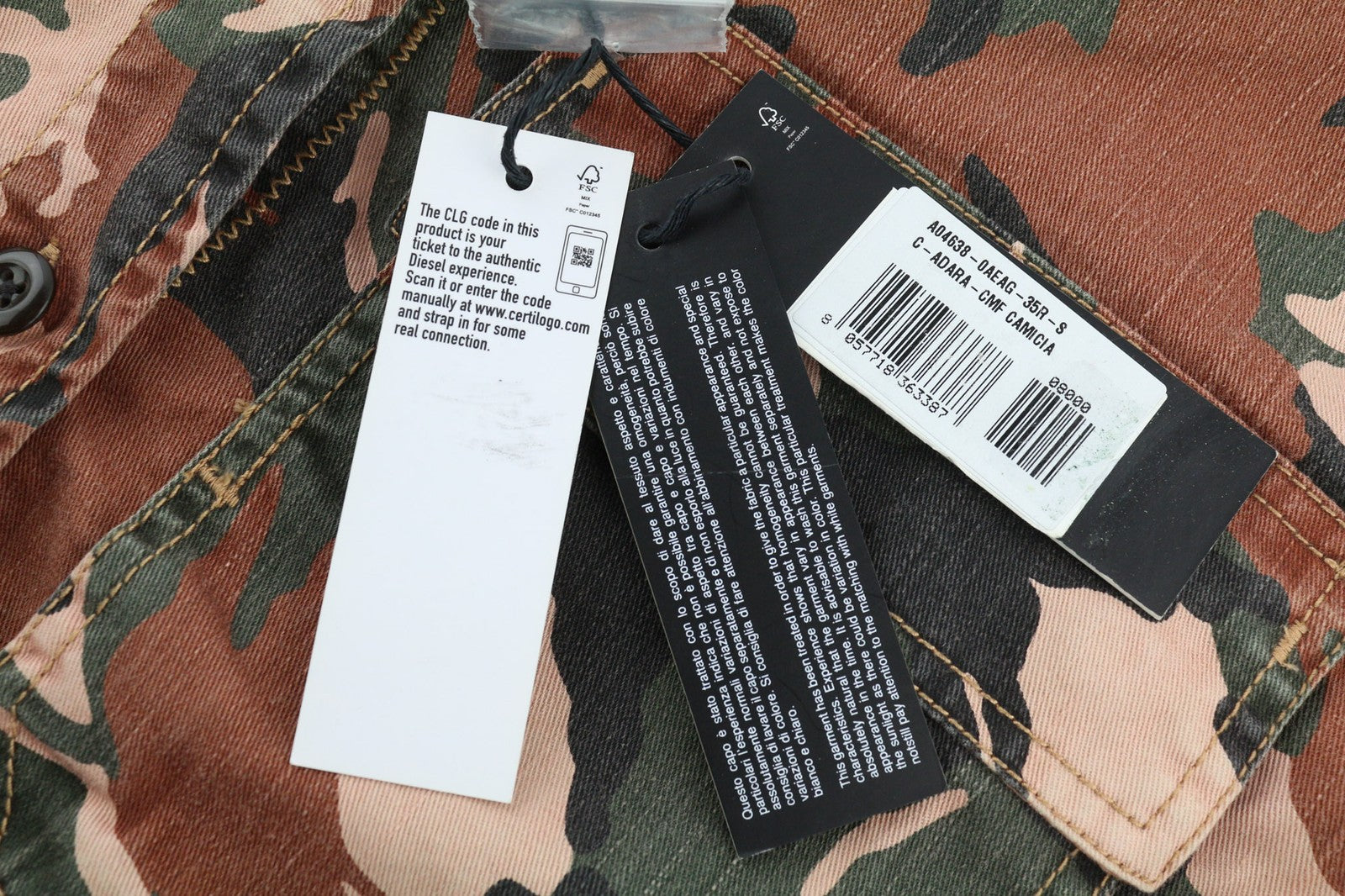 DIESEL C-Adara-Cmf Women Jacket S Cropped Short Sleeve Camo Buttoned RRP175