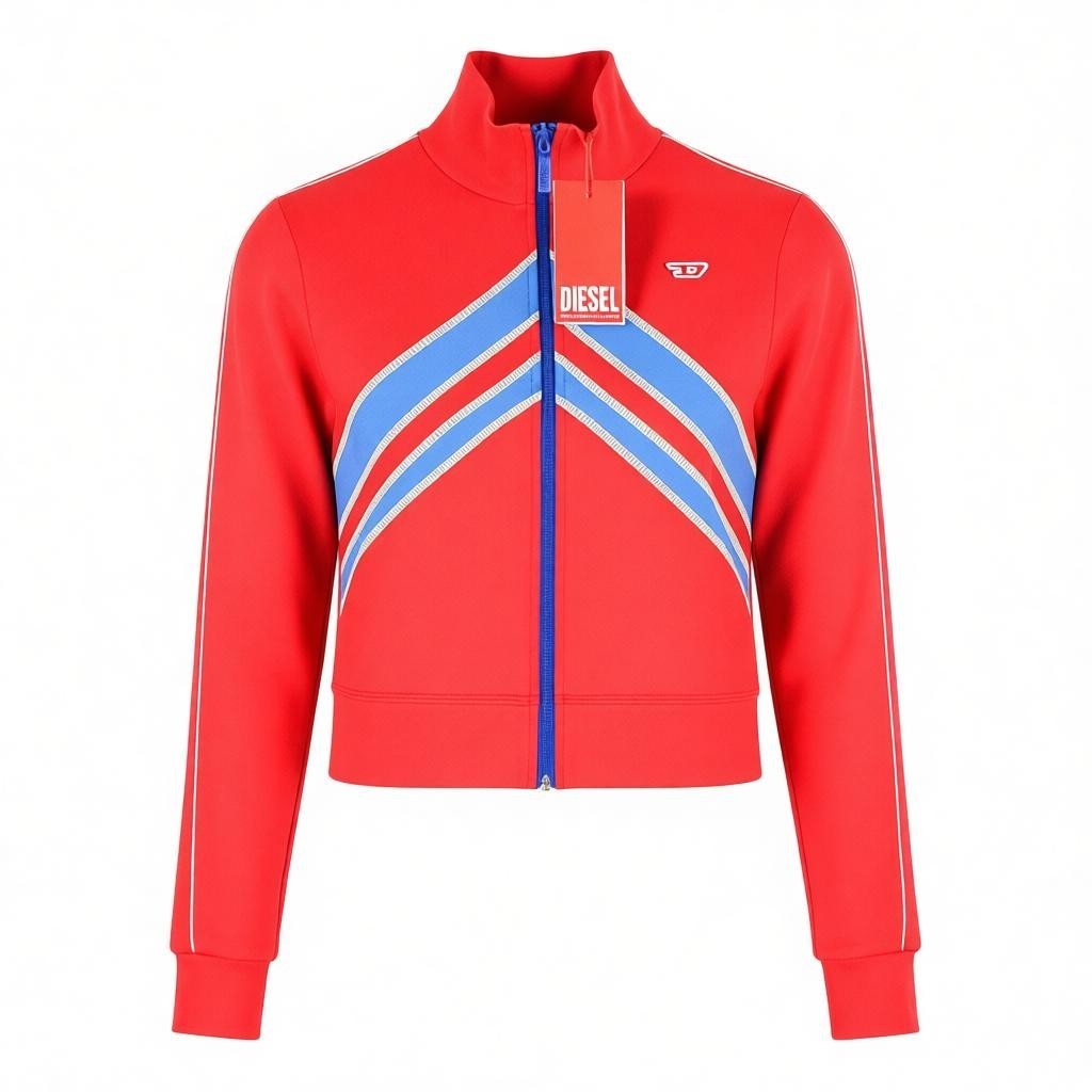 DIESEL F-Macs Women Sweatshirt XS Patterned Cropped Zip High Neck with RRP195