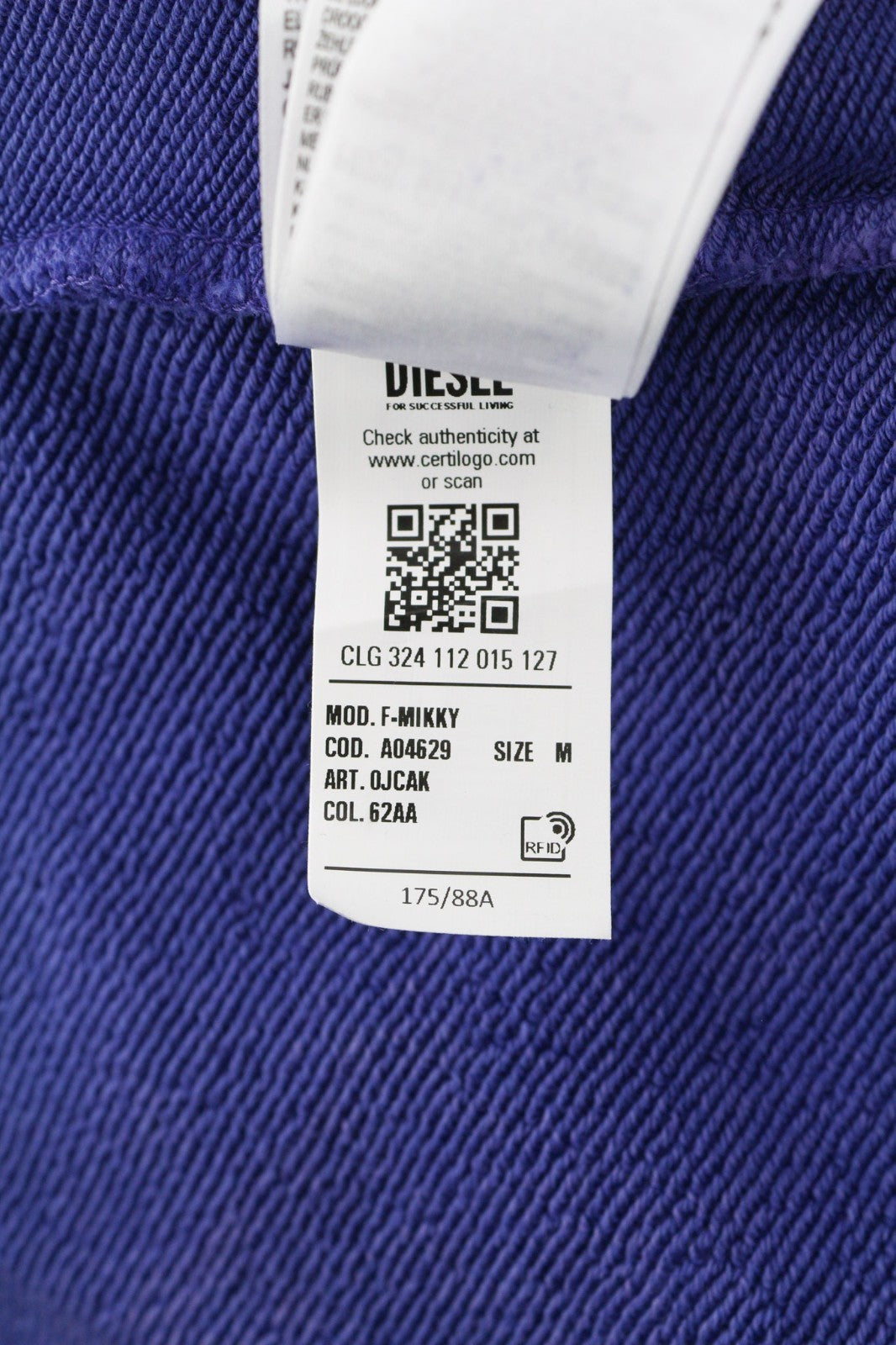 DIESEL F-Mikky Women Hoodie M Blue Washed Hooded Asym Pocket Strap RRP195