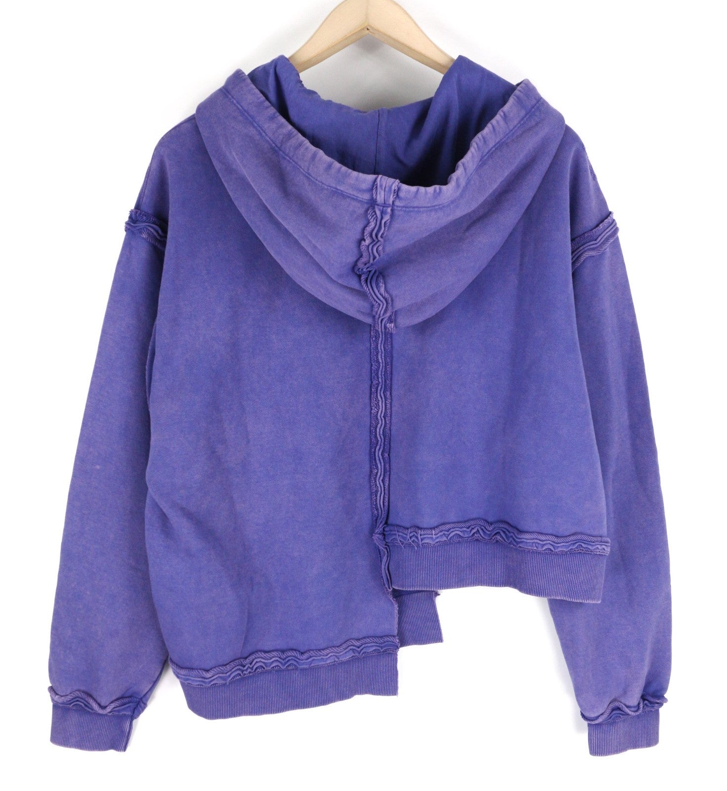 DIESEL F-Mikky Women Hoodie M Blue Washed Hooded Asym Pocket Strap RRP195